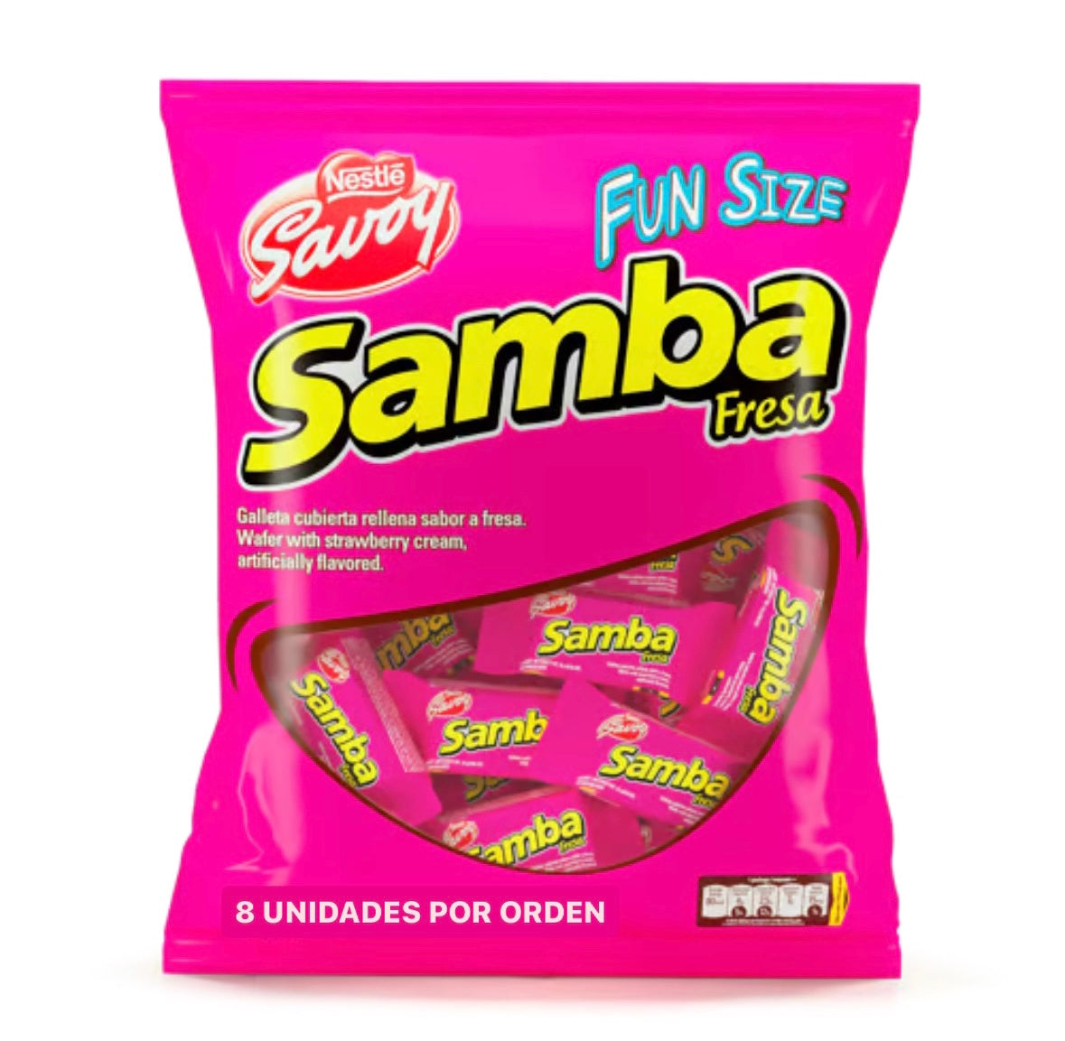 Samba fresa fun size / Bolsa 8 unidades – Chucherias Venezolanas